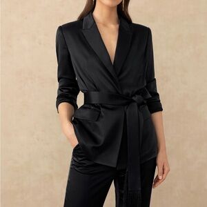 Elegant 100% Silk Black Women's Jumpsuit